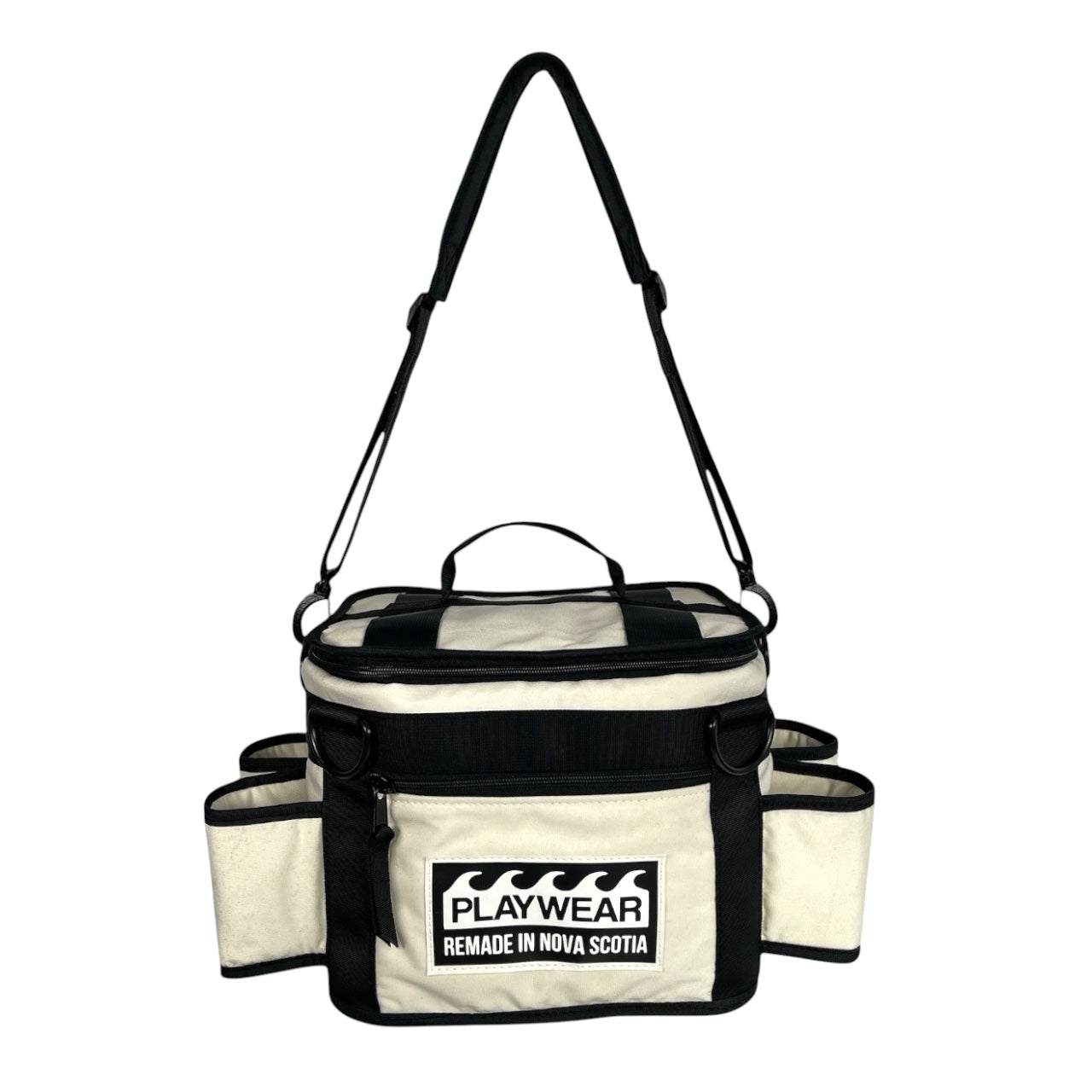 SUSTAINABLY MADE IN CANADA. UPCYCLED BY PLAYWEAR FROM REPURPOSED MARINE WASTE. LARGE COOLER WITH KOOZIES.