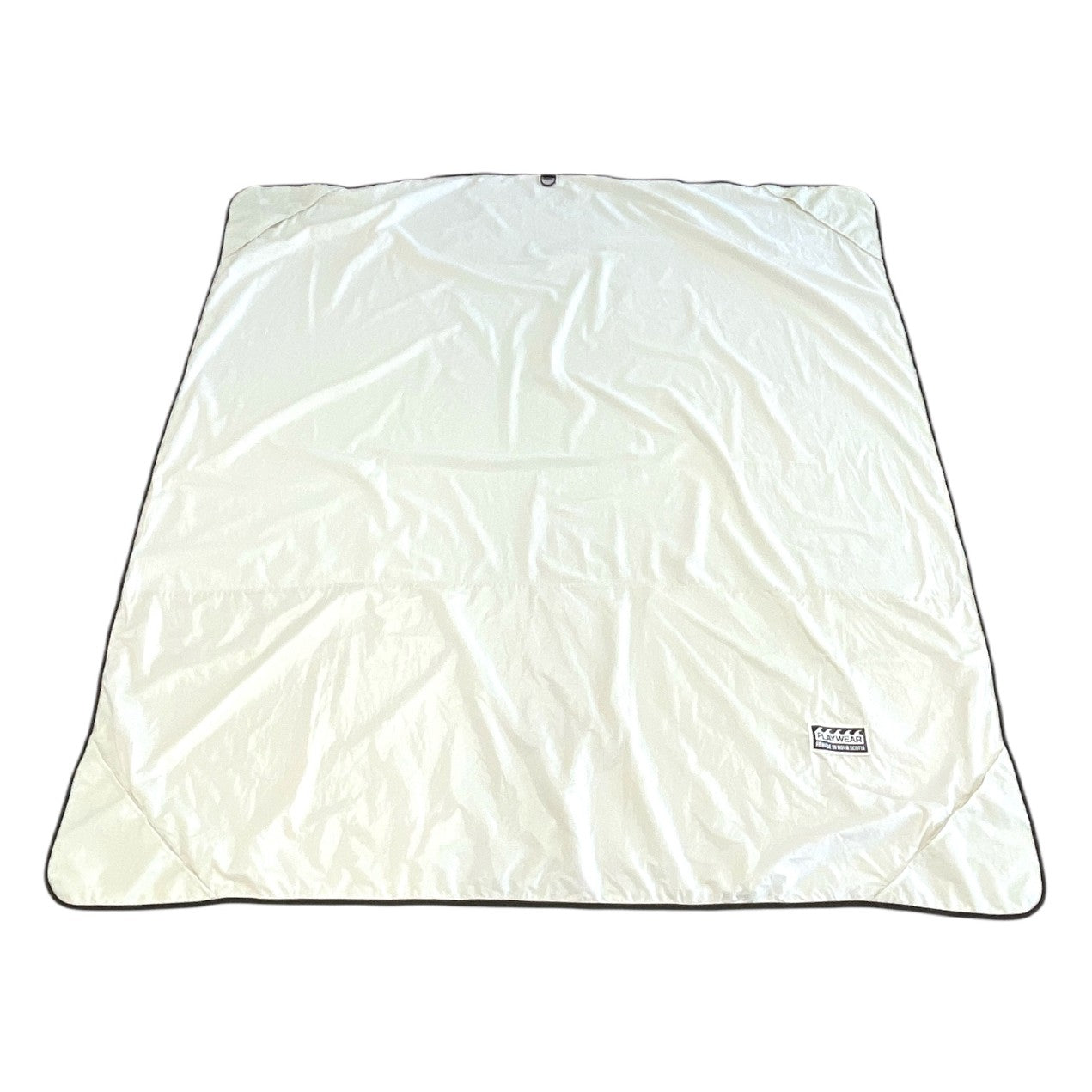 SUSTAINABLY MADE IN CANADA. UPCYCLED BY PLAYWEAR FROM REPURPOSED SAILS AND OTHER MATERIALS. COMPACT, PACKABLE, TRAVEL, BEACH BLANKET.